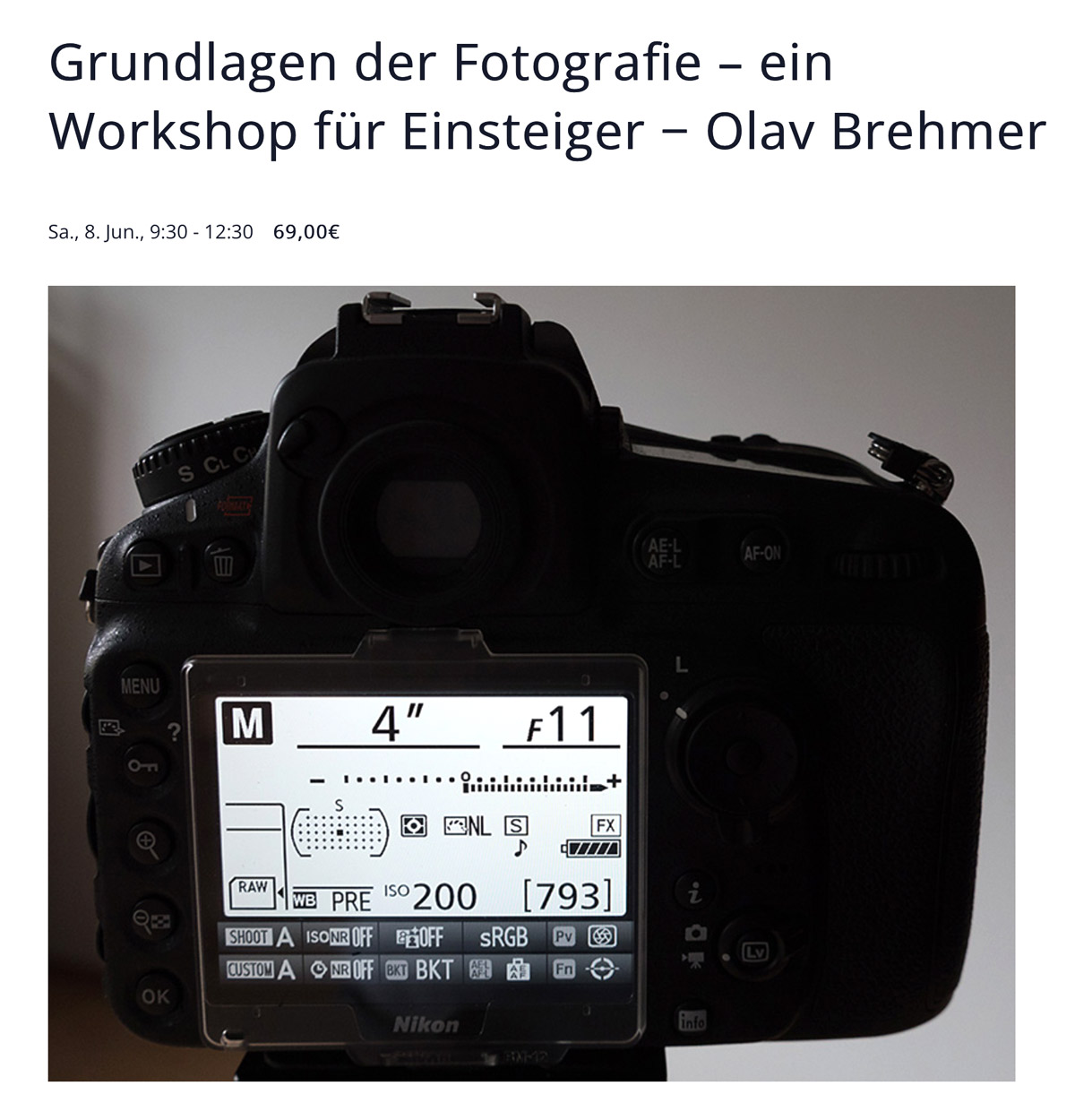 Workshop Gurndlagen der Fotografie
